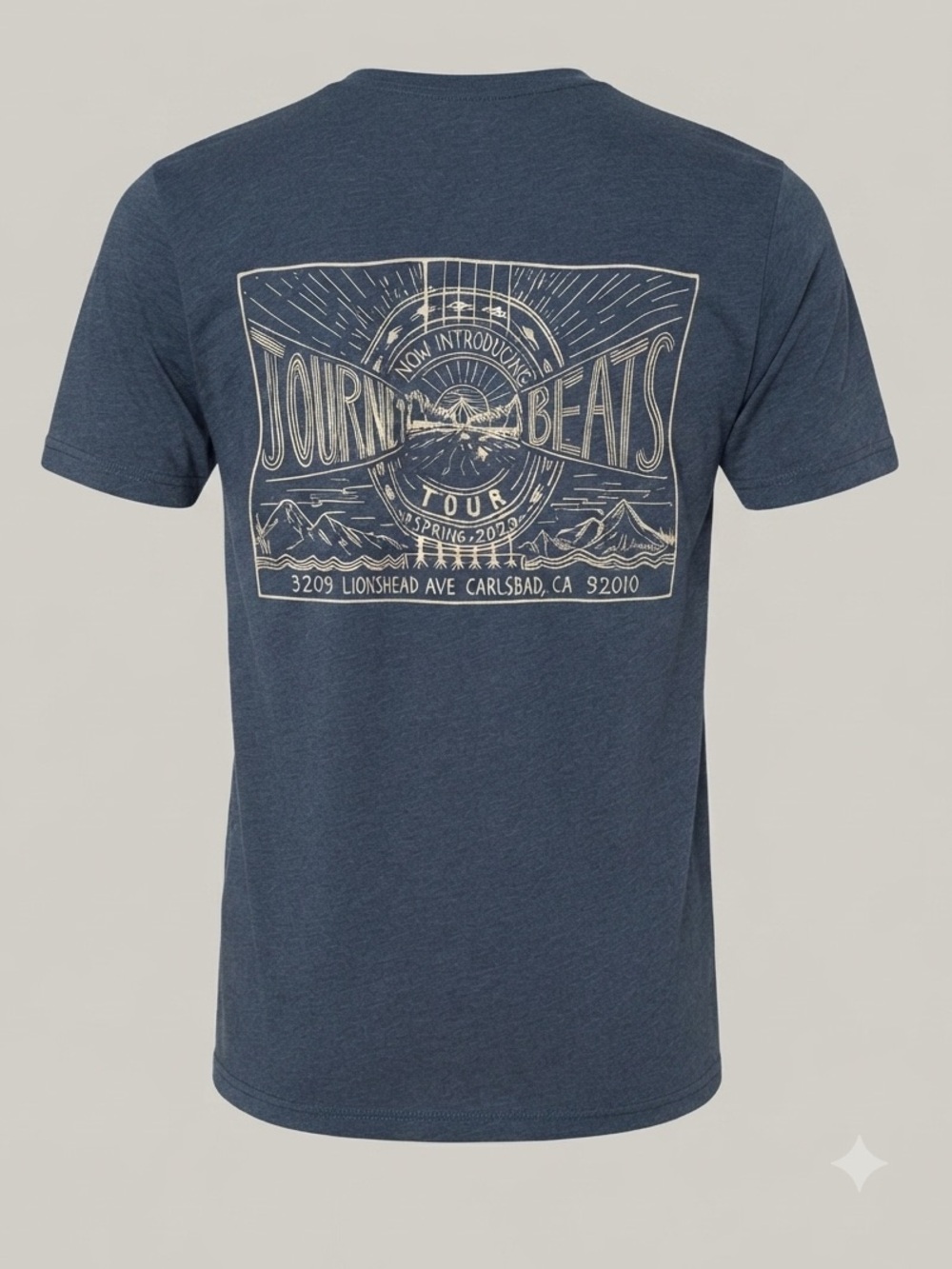 prAna Castle Crest Tee Shirt Blue Graphic Short Sleeve Crew Neck Hiking Outdoor